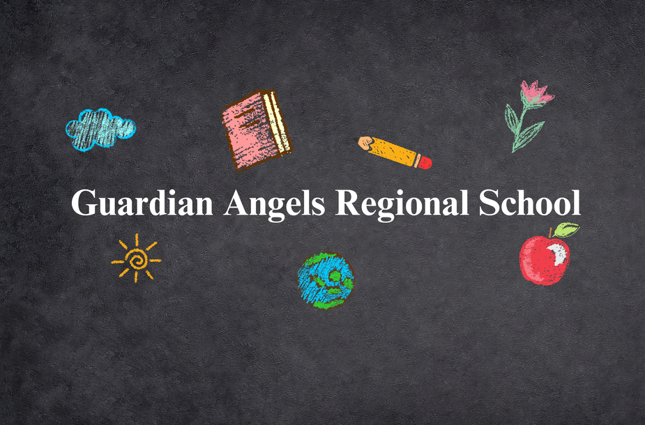Guardian Angels Regional School blackboard with chalk drawings